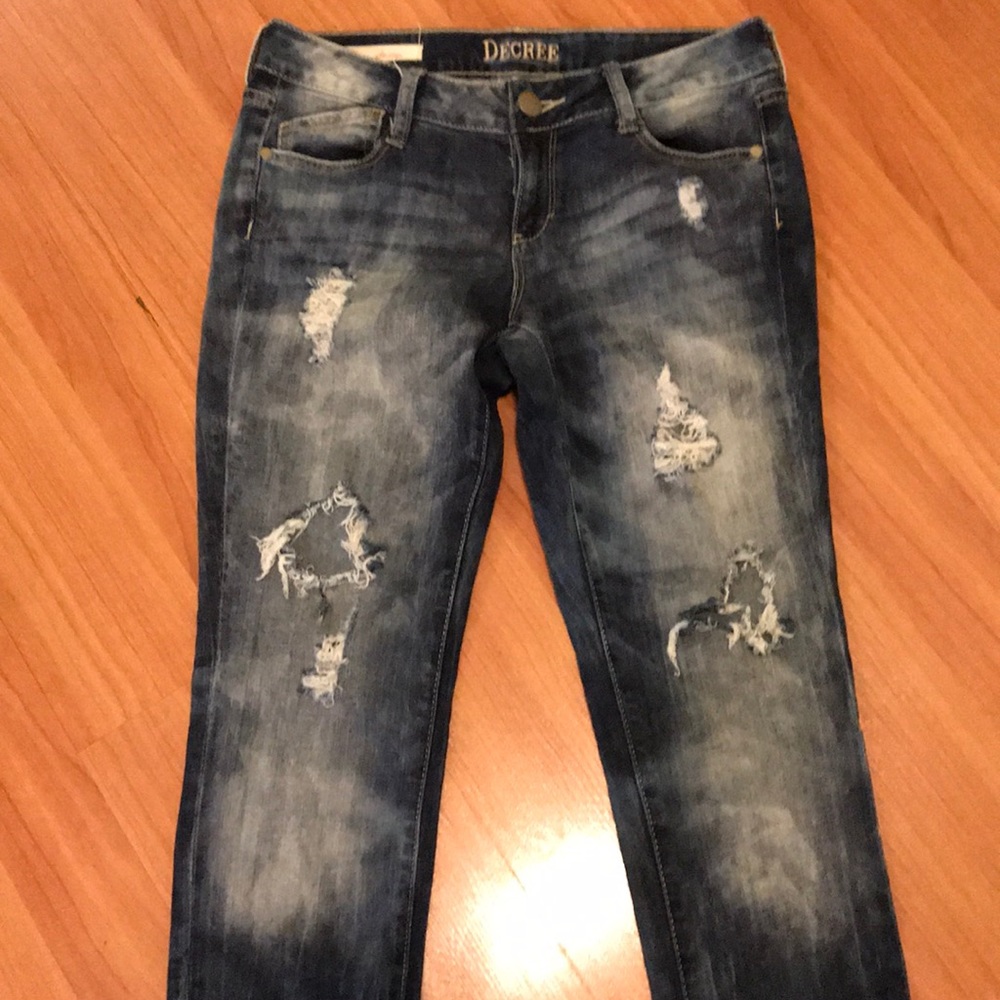 Decree Bleach Wash Distressed Jeans Sz 7
